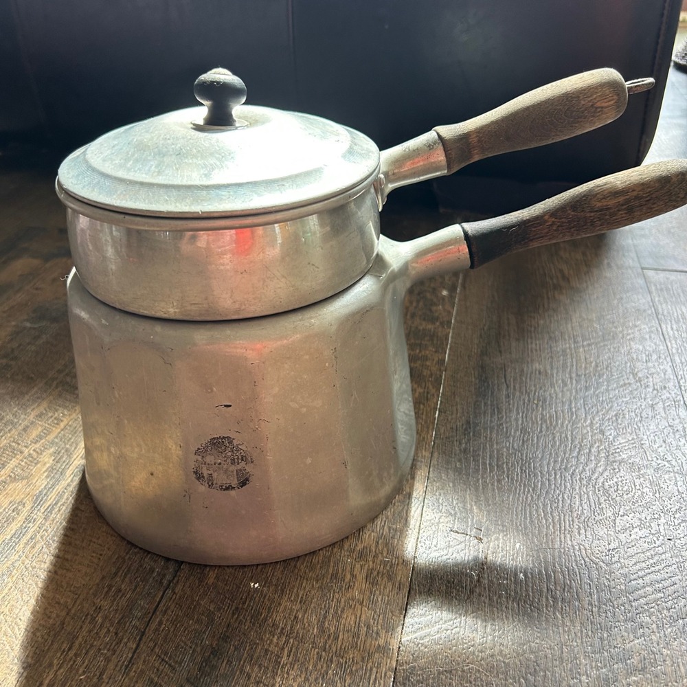 Vintage Griswold Cast Aluminum 2 Qt Double Boiler Erie PA USA with Lid 702